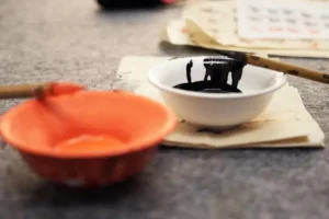 closeup calligraphy ink chinese art